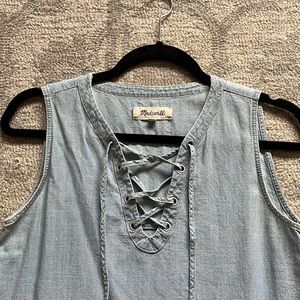 Madewell chambray lace front dress